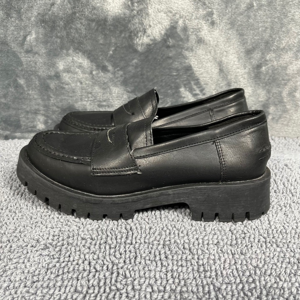 Rock & Candy by ZIGI Womens Black Lug Sole Penny Loafers Size 8 Chunky Platform
